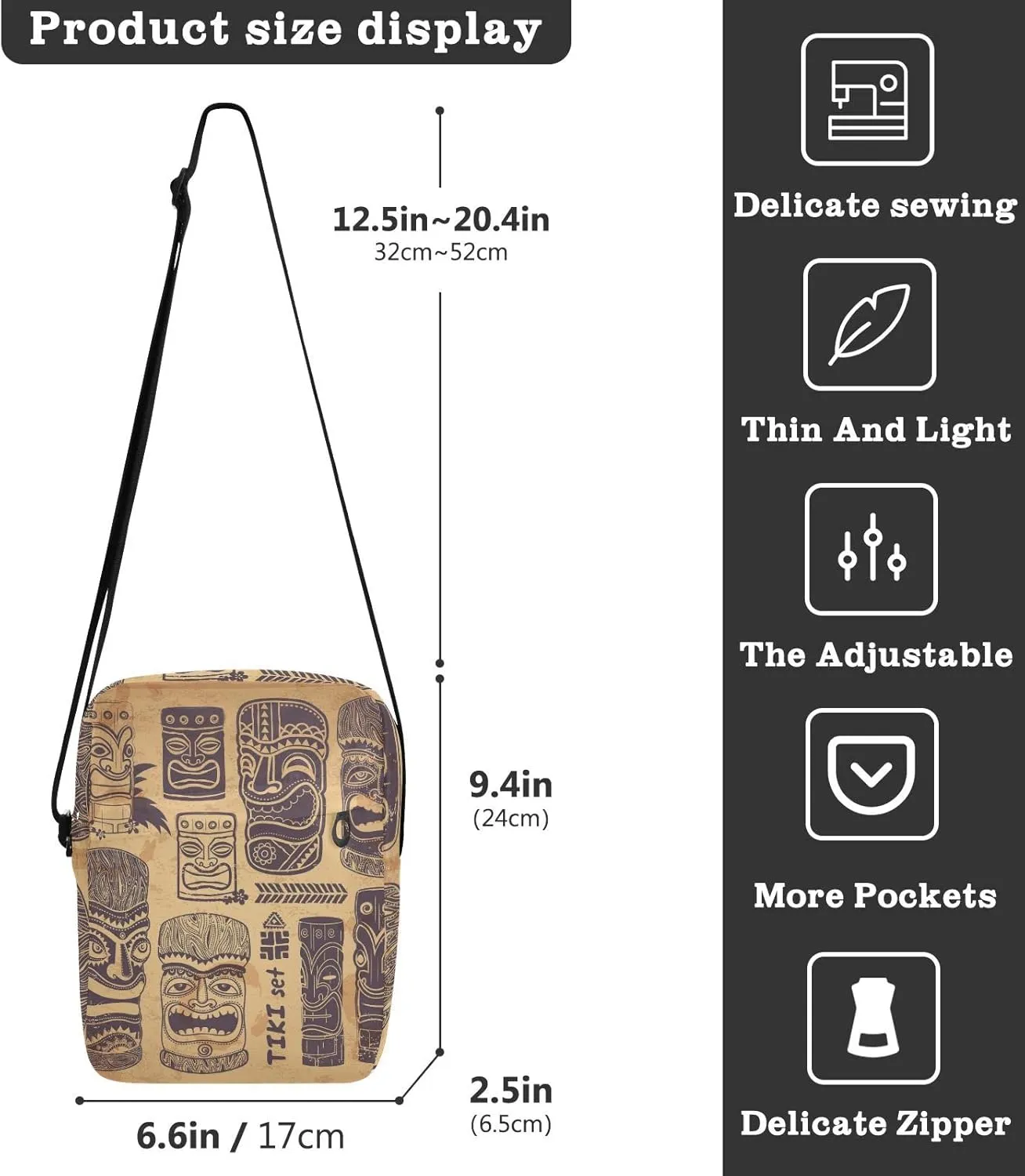 Oyihfvs Messenger Bag, Men's Crossbody Bag, Women's Crossbody Bag with Adjustable Strap