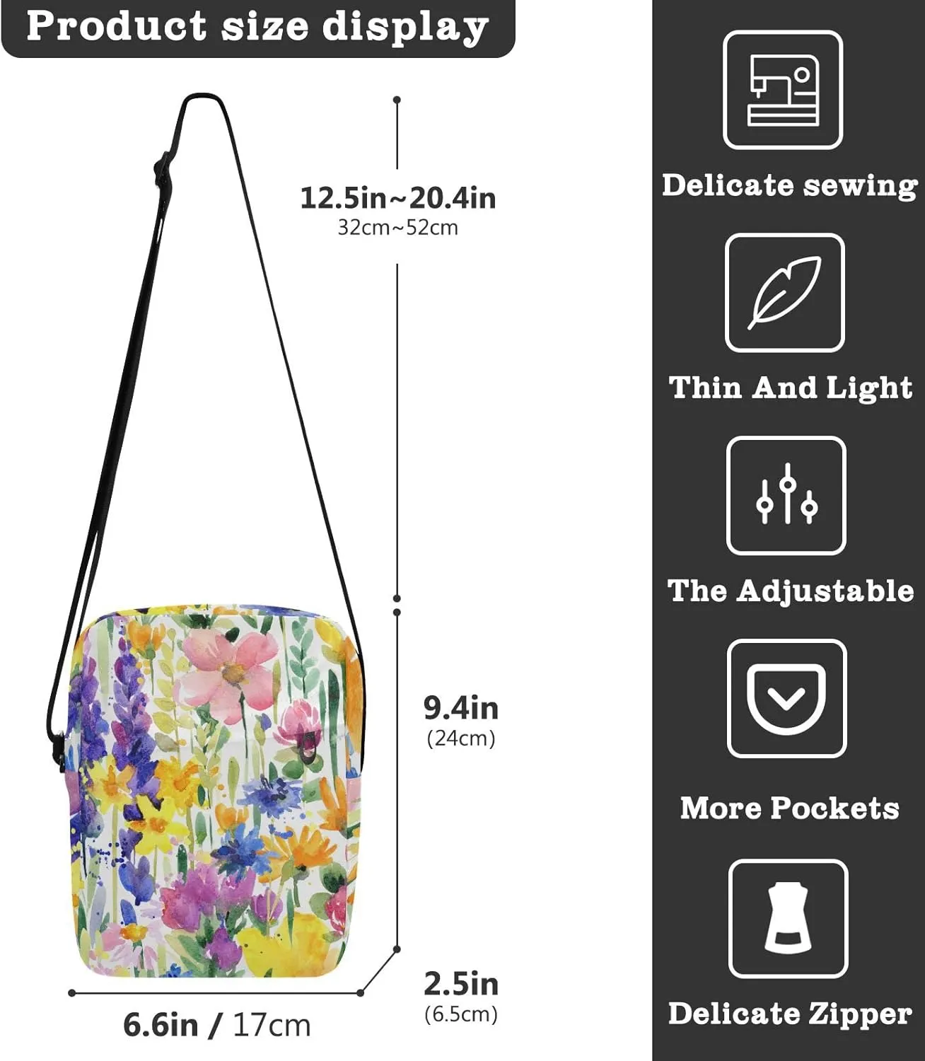 Oyihfvs Messenger Bag, Men's Crossbody Bag, Women's Crossbody Bag with Adjustable Strap