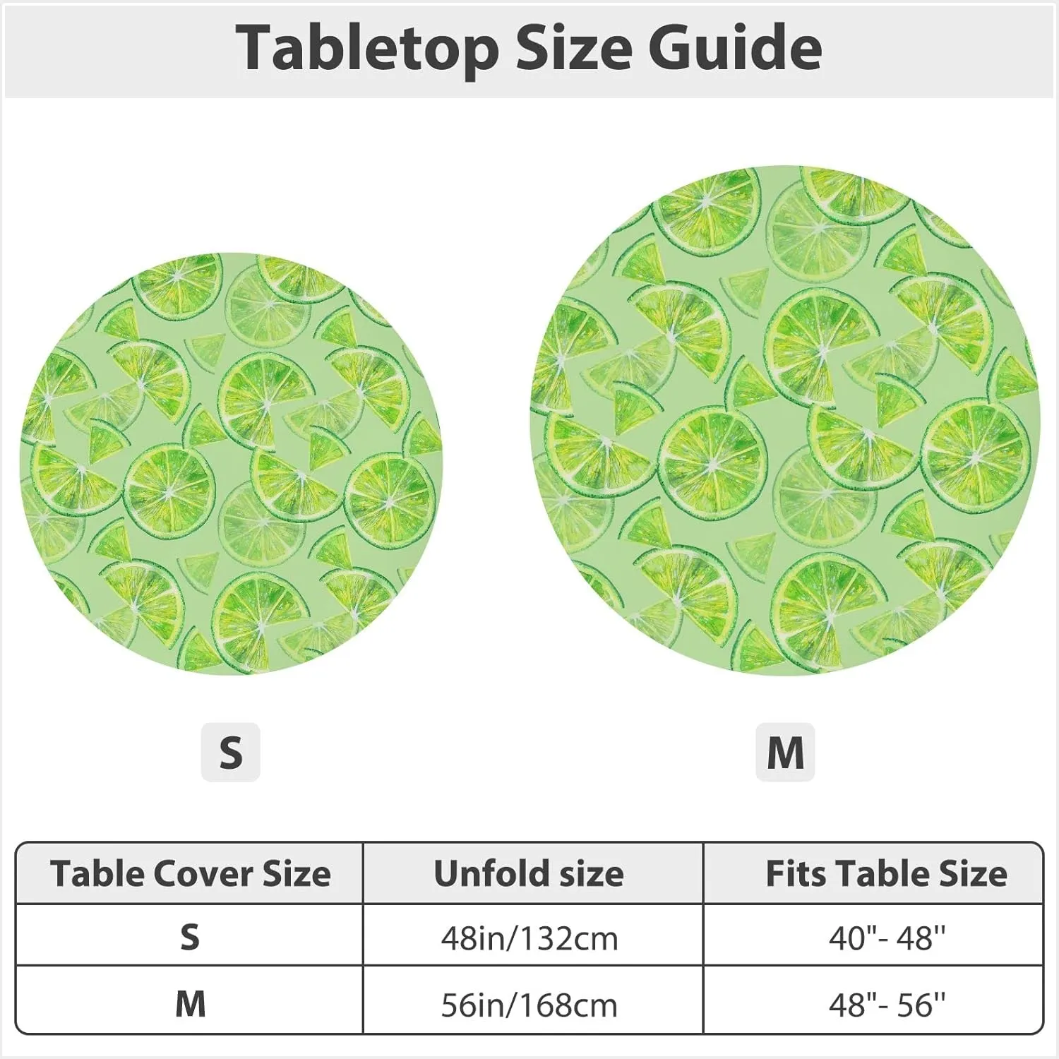 Oyihfvs Seamless Green Lemon Orange Fruit Slices on Green Round Table Cover with Elastic Edge Bands Waterproof Square Table Cloths for Party Home Kitchen Dining Wedding (S) 40-48 inch