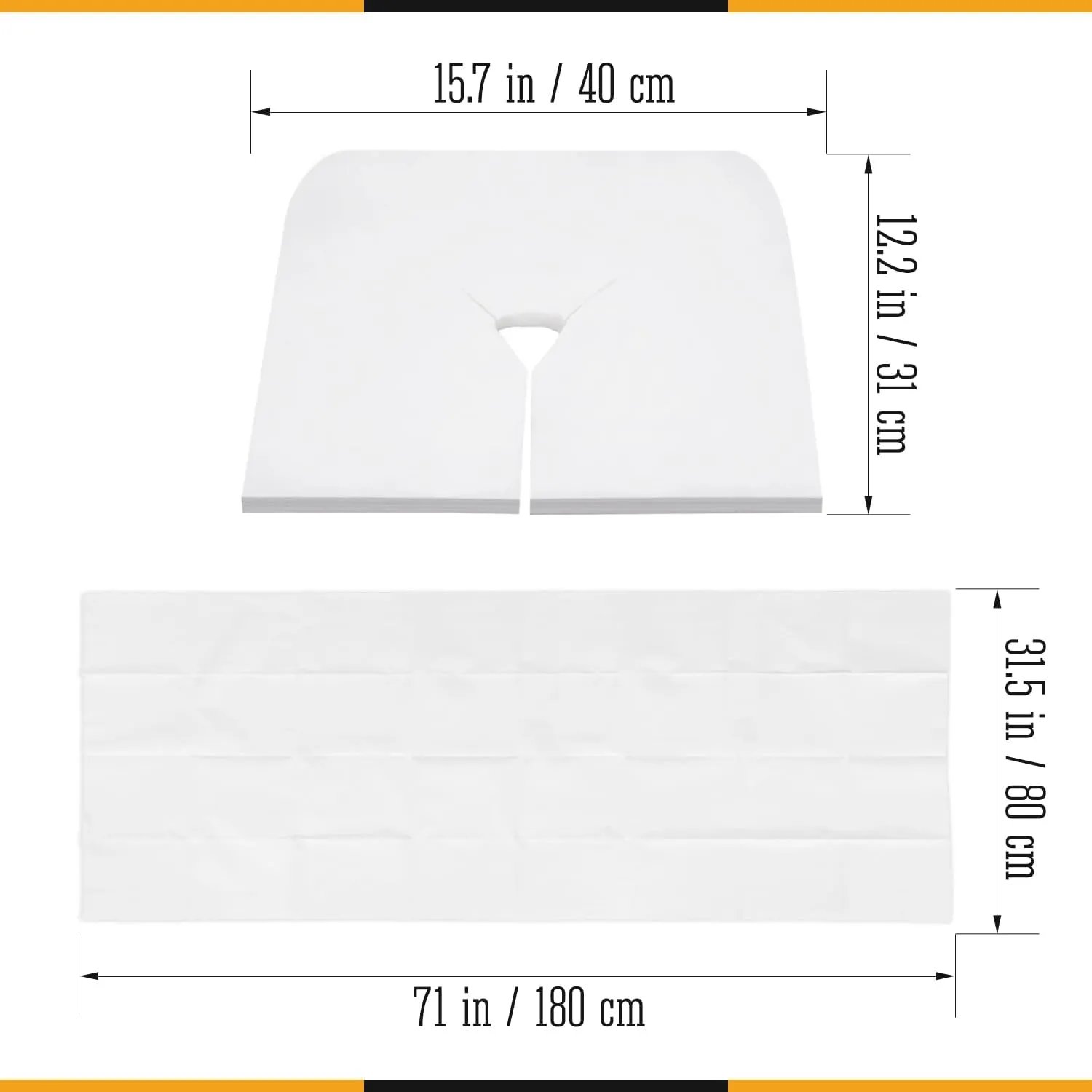 Pack 200 PCS, 100 PCS Disposable Massage Table Sheets 71x31.5 inch and 100 PCS Disposable Face Cradle Covers for Massage Table XXL, Disposable Bed Sheets and Face Cover, Massage Sheets