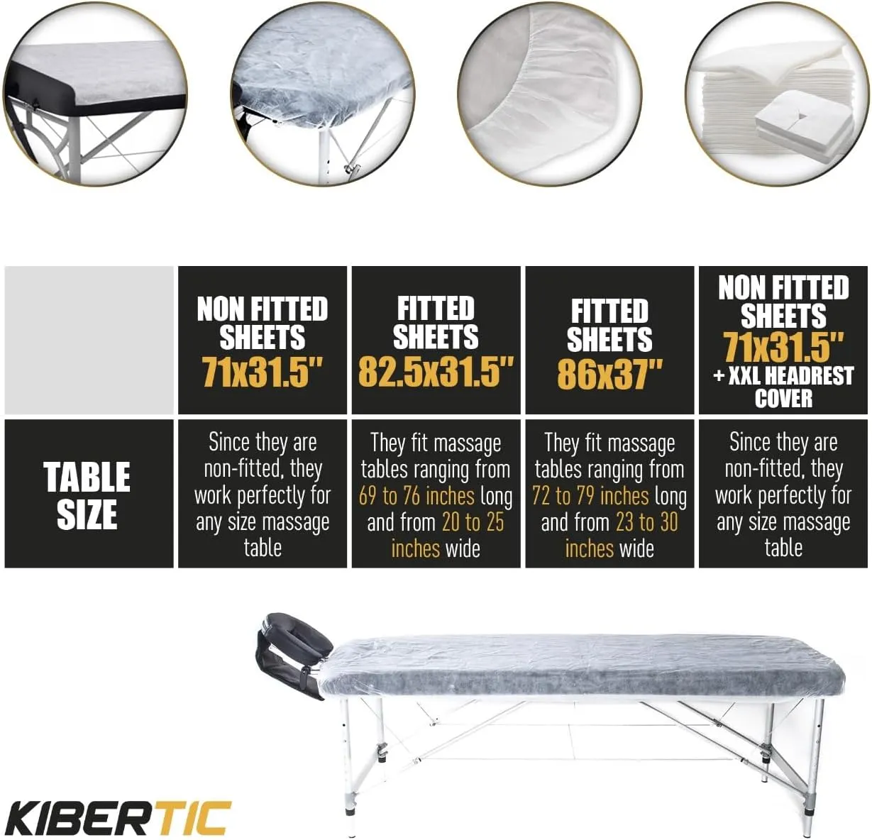 Pack 200 PCS, 100 PCS Disposable Massage Table Sheets 71x31.5 inch and 100 PCS Disposable Face Cradle Covers for Massage Table XXL, Disposable Bed Sheets and Face Cover, Massage Sheets