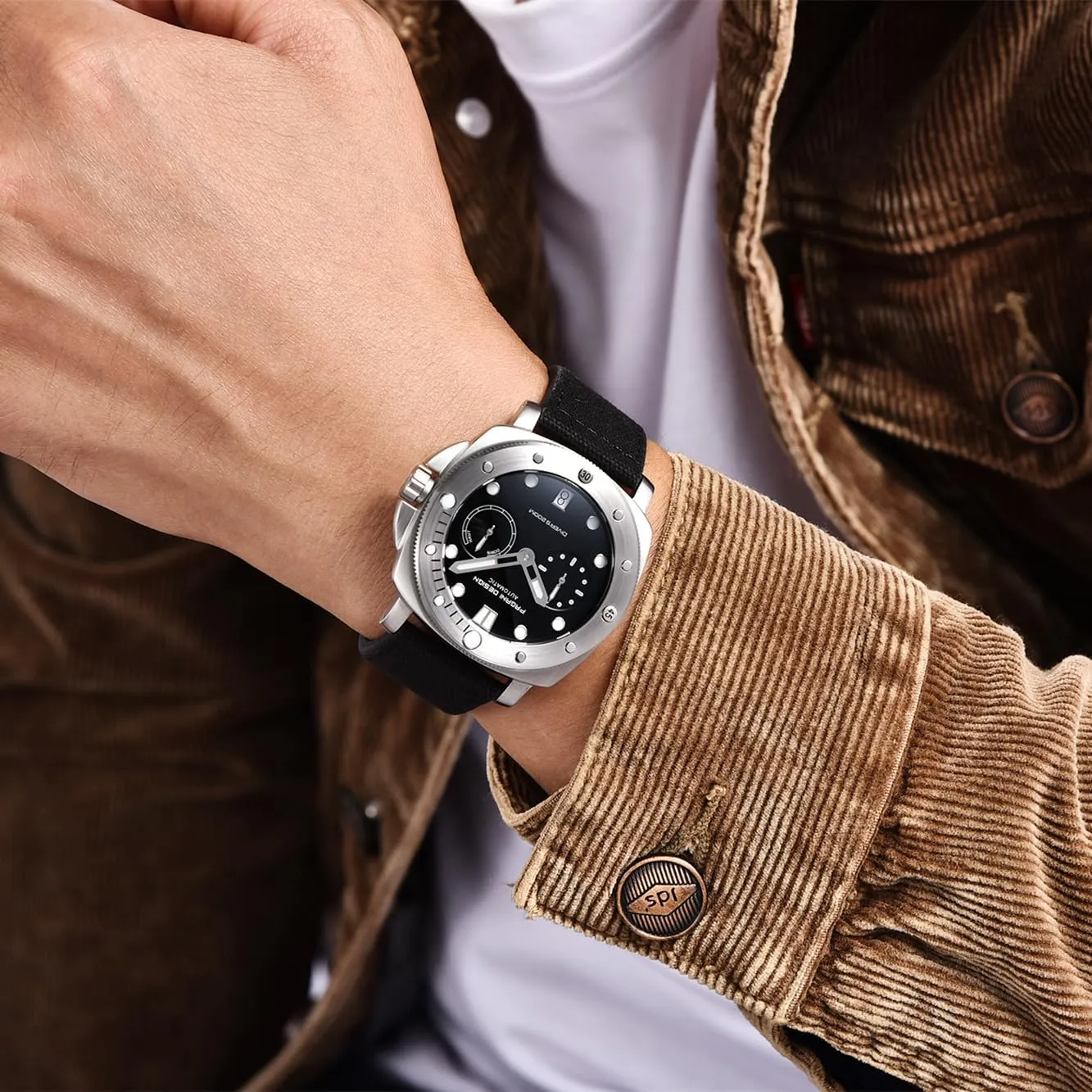 Pagani Design Men's Automatic Mechanical Watch Sports Diving Waterproof Nylon Band Men's Watch Automatic Calendar Sapphire Glass Watch