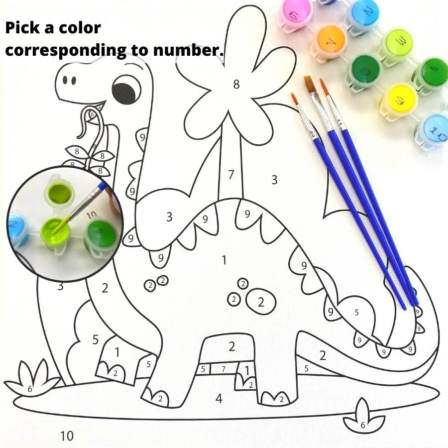 Paint by Number (Dino World) | Craft Kit for Kids |  Educational Puzzle Toy | Home Learning Kit