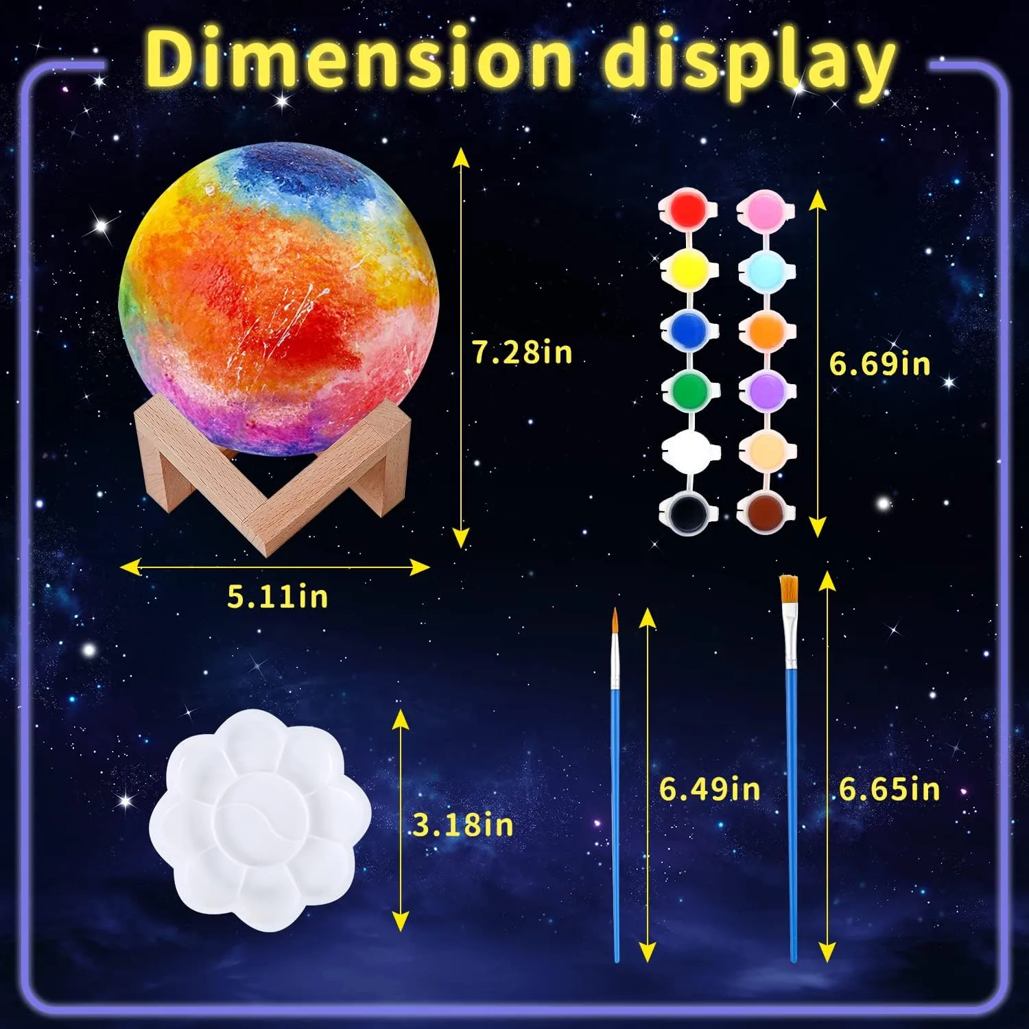 Paint Your Own Moon Lamp Kit,DIY 3D Moon Light Cool Galaxy Lamp,Toys for Teens Boys Girls, Arts & Crafts Kit Art Supplies for Kids, Arts and Crafts for Kids Ages 8-12 Birthday Gifts