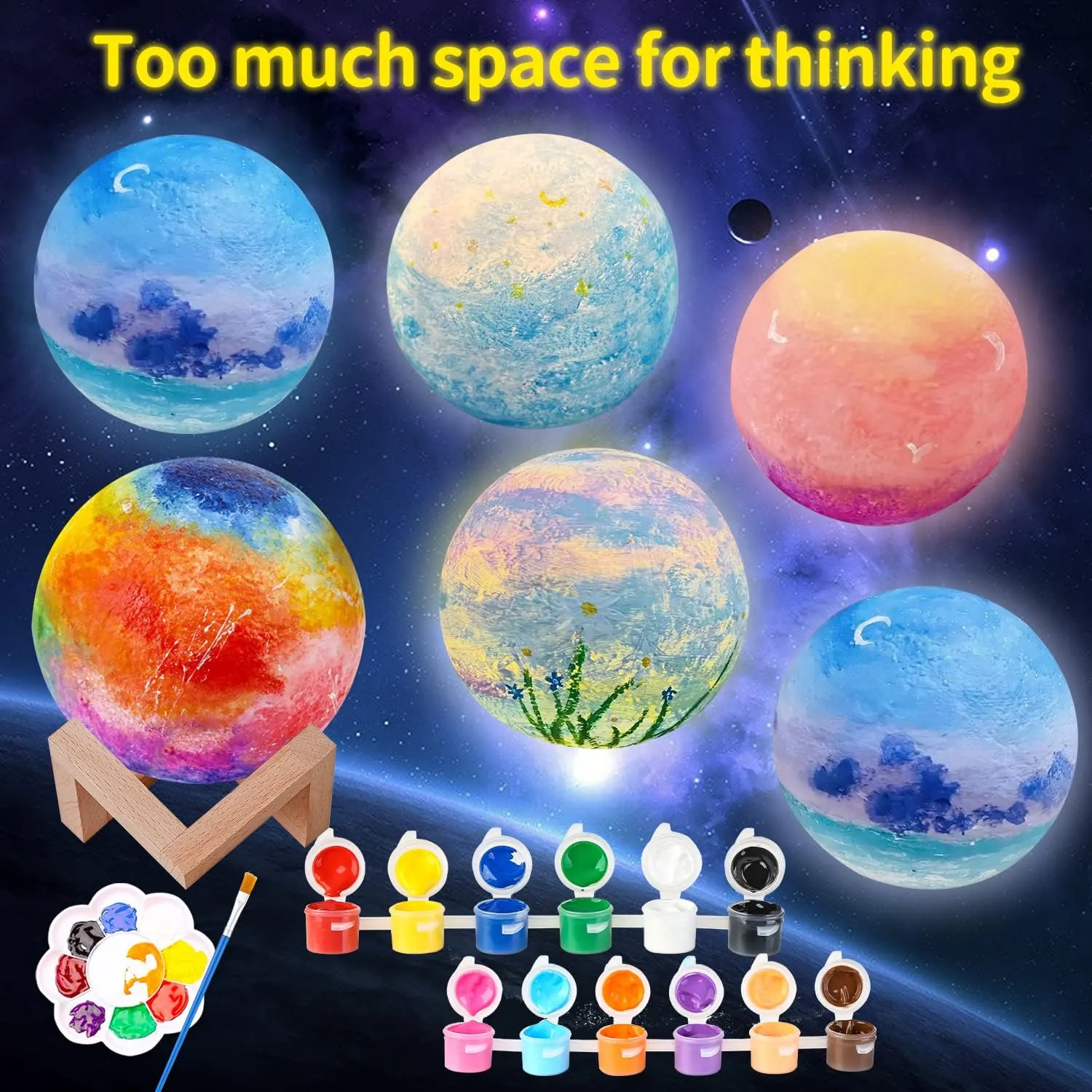 Paint Your Own Moon Lamp Kit,DIY 3D Moon Light Cool Galaxy Lamp,Toys for Teens Boys Girls, Arts & Crafts Kit Art Supplies for Kids, Arts and Crafts for Kids Ages 8-12 Birthday Gifts