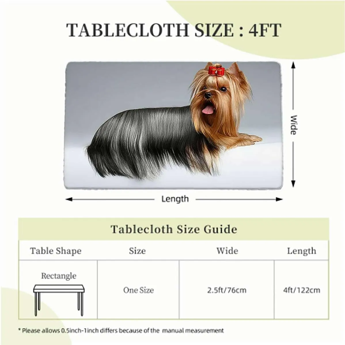 Pale Caramel Brown Elastic Edge Fitted Tablecloth, Love Portrait of a Dog Waterproof Tablecloths for Picnic, Camping, Indoor, Outdoor Closeup Portrait Fits up 4 Foot Tables