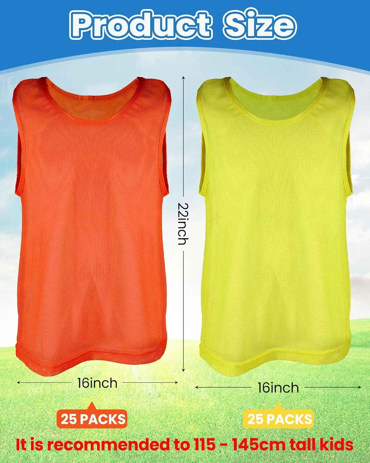 Pasimy 50 Pack Pinnies Scrimmage Vests Lightweight Youth Scrimmage Vests Team Soccer Basketball Jersey Pinnies for Sports