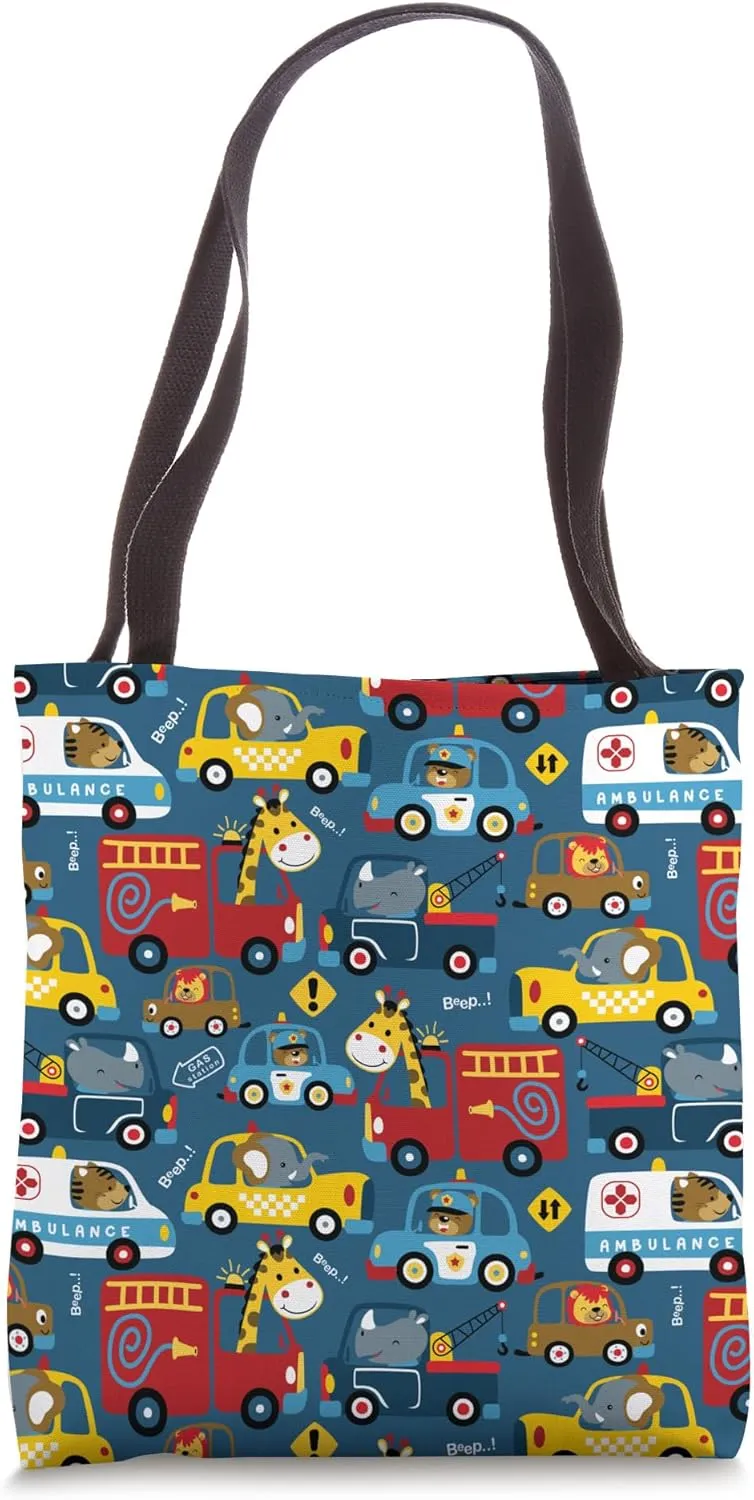 Passenger & Rescue Vehicles Mix Pattern Color Graphic Tote Bag