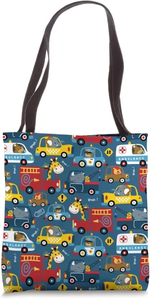 Passenger & Rescue Vehicles Mix Pattern Color Graphic Tote Bag