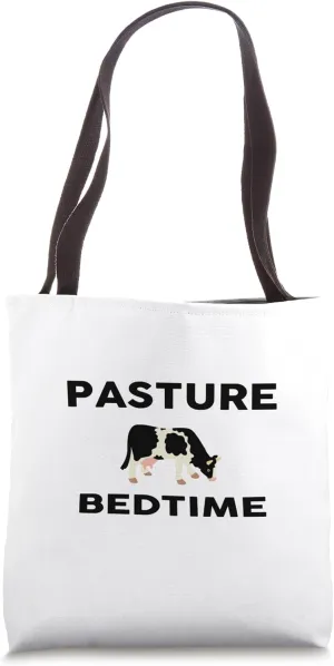 Pasture Bedtime Design Cow Pajamas PJ Farmer BLK Rancher Tote Bag