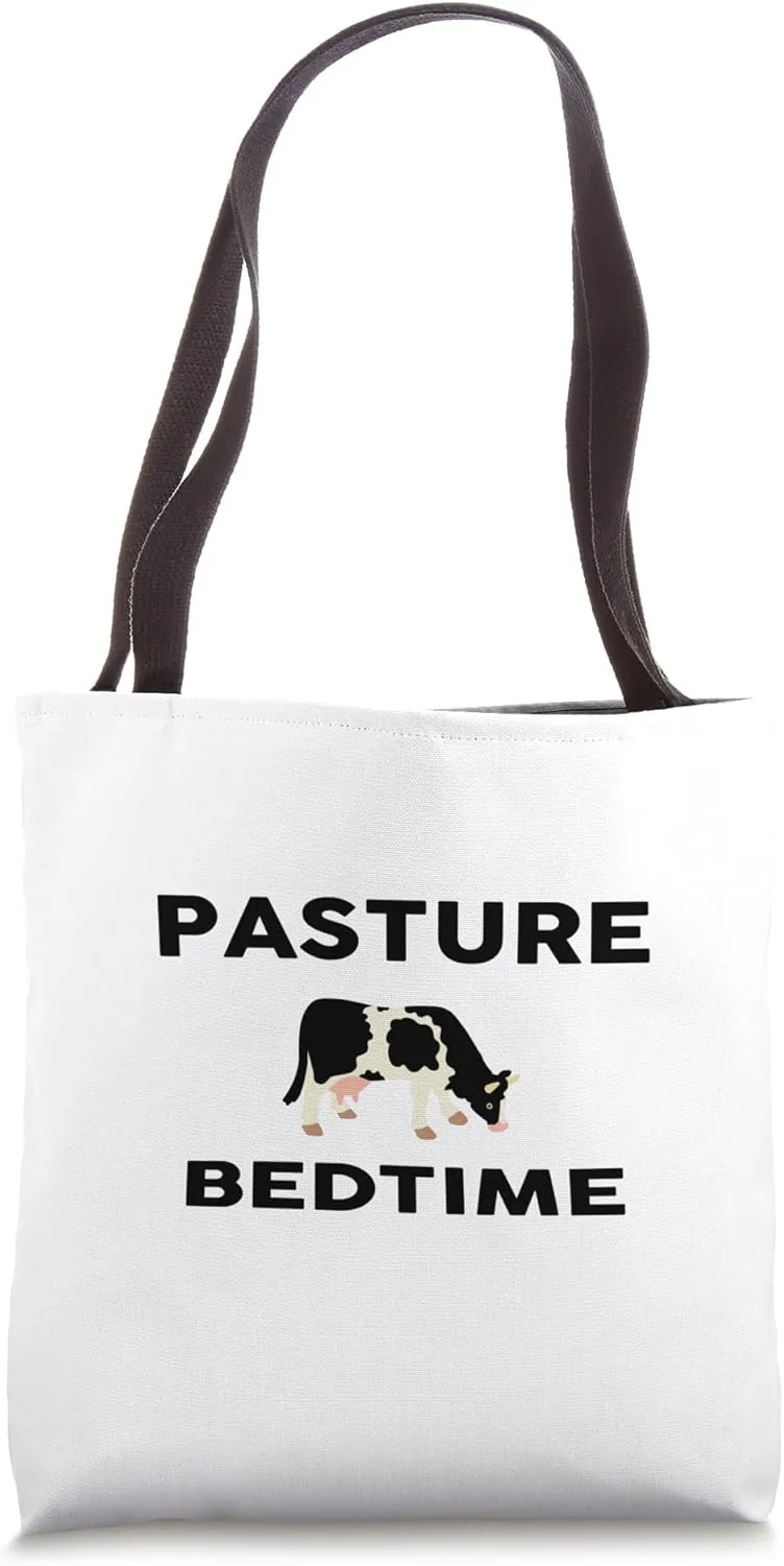 Pasture Bedtime Design Cow Pajamas PJ Farmer BLK Rancher Tote Bag