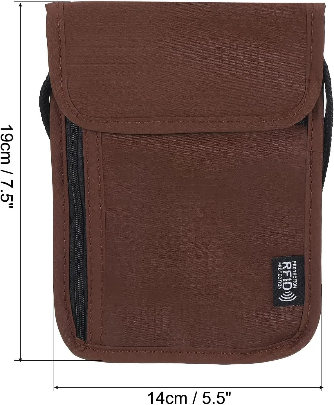 PATIKIL Neck Wallet, Passport Holder Neck Pouch RFID Blocking Waterproof Neck Travel Wallet for Women & Men, Brown