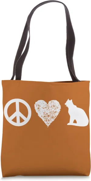 Peace Love Cats Peace Sign Heart Feline Kitten Animal Lovers Tote Bag