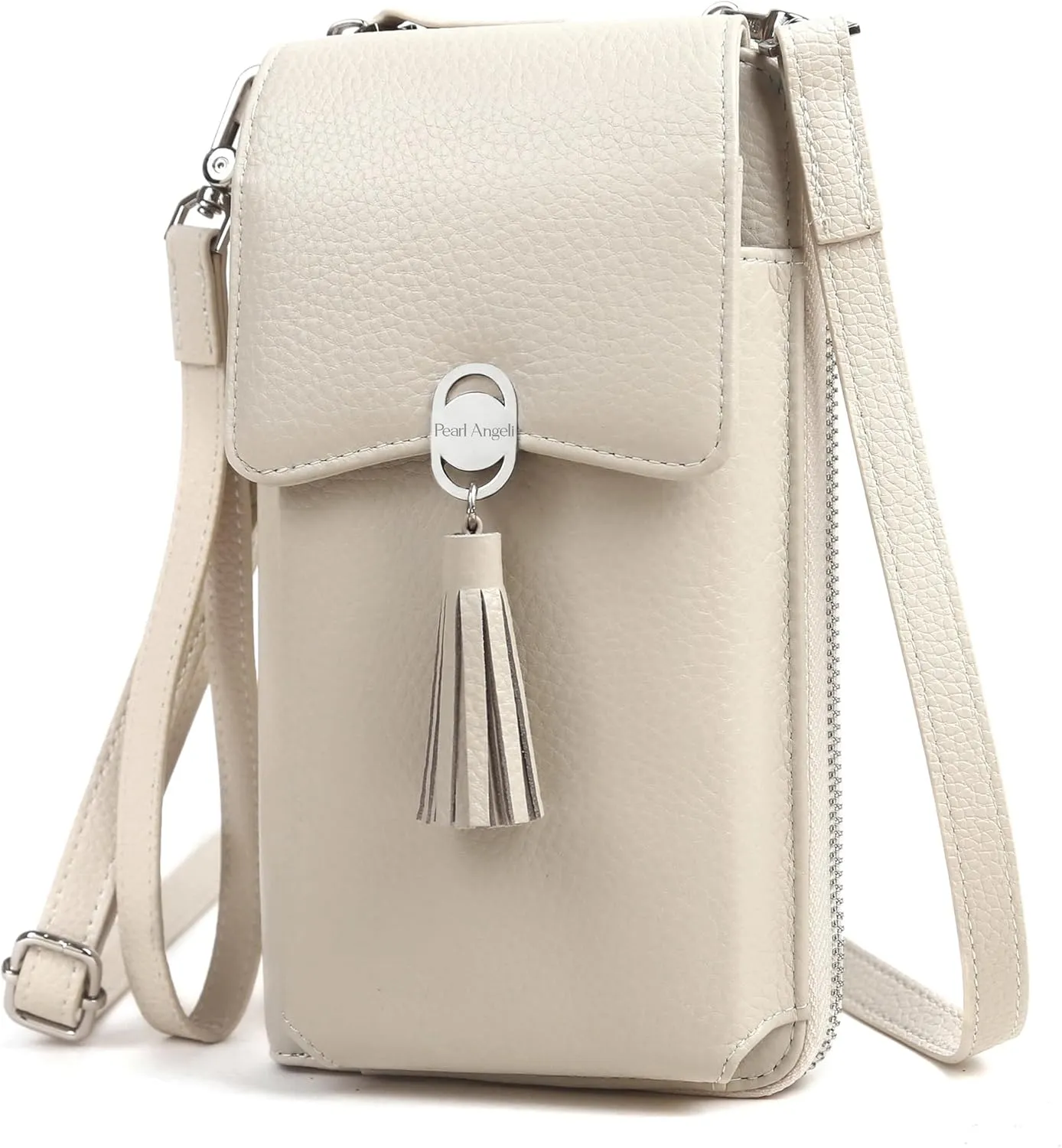 Pearl Angeli Genuine Leather Crossbody Cellphone Bag for Women RFID Blocking Small Phone Wallet Purse with Shoulder Strap
