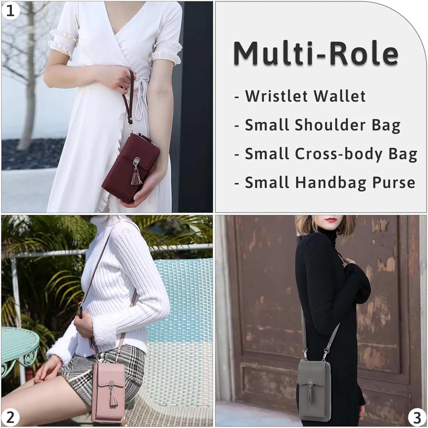 Pearl Angeli Small Crossbody Bag RFID Phone Wallet Women Cellphone Credit Card Purse with Adjustable Shoulder Strap