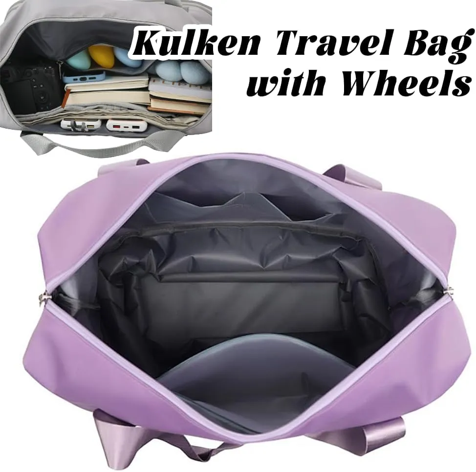 Pepepo Travel Bag with Wheels, 2025 New Large Capacity Travel Bag - Universal Wheel Removable for Travel & Business Trip, Expandable Foldable Rolling Duffle Bags with Wheels for Women & Men (A-Green)