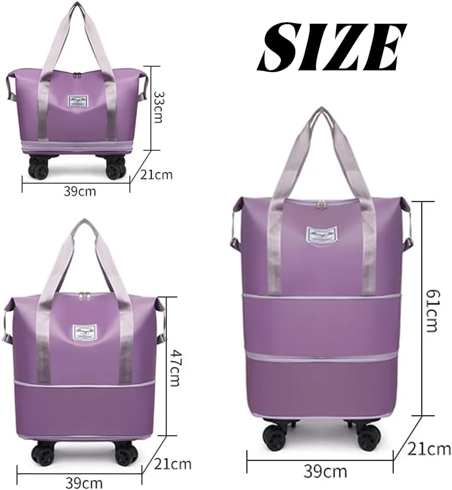 Pepepo Travel Bag with Wheels, 2025 New Large Capacity Travel Bag - Universal Wheel Removable for Travel & Business Trip, Expandable Foldable Rolling Duffle Bags with Wheels for Women & Men (A-Green)