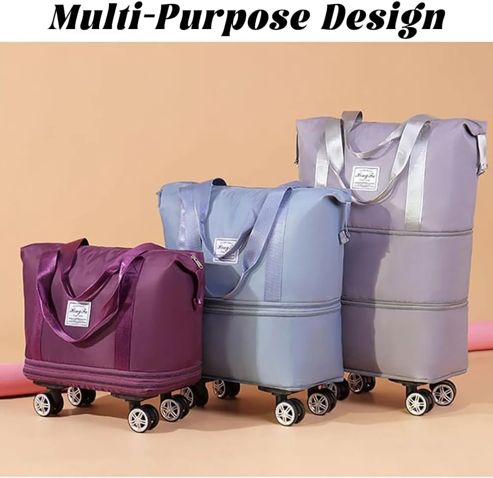 Pepepo Travel Bag with Wheels, 2025 New Large Capacity Travel Bag - Universal Wheel Removable for Travel & Business Trip, Expandable Foldable Rolling Duffle Bags with Wheels for Women & Men (A-Green)
