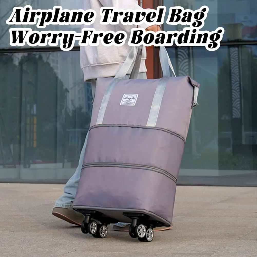 Pepepo Travel Bag with Wheels, 2025 New Large Capacity Travel Bag - Universal Wheel Removable for Travel & Business Trip, Expandable Foldable Rolling Duffle Bags with Wheels for Women & Men (A-Green)