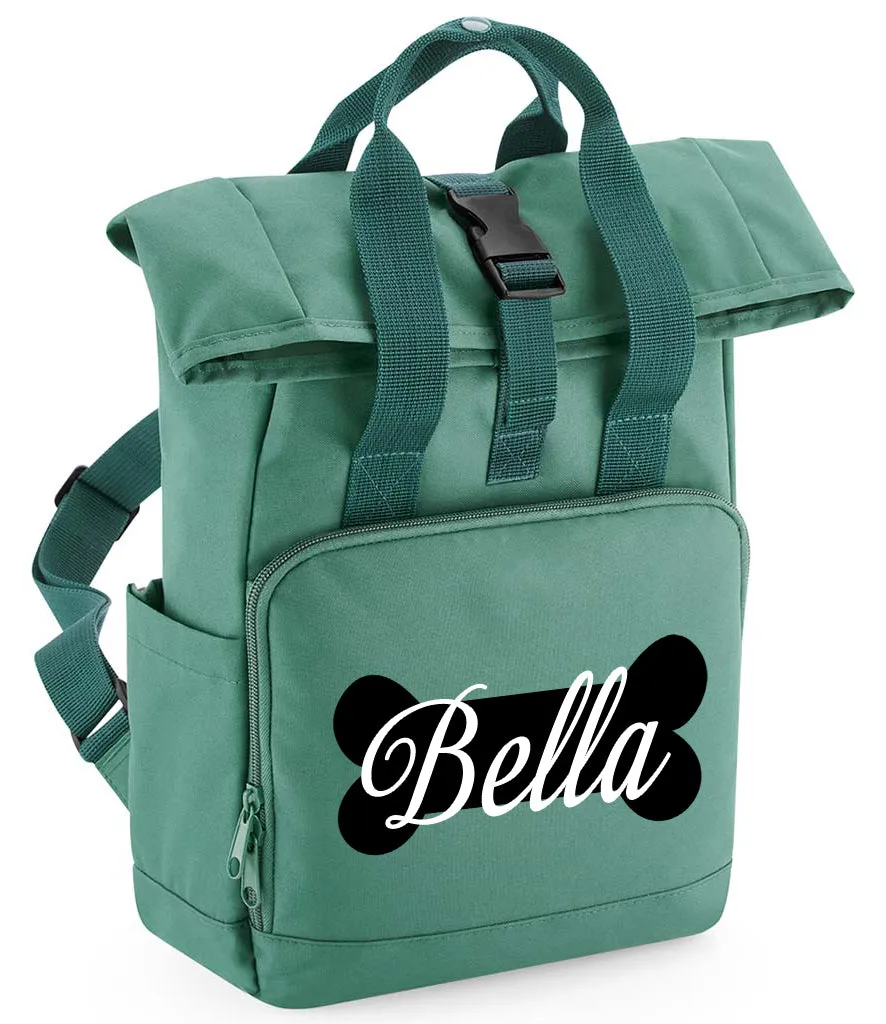 Personalised Dog Backpack Twin Handle Roll-Top Dog Bag Blush