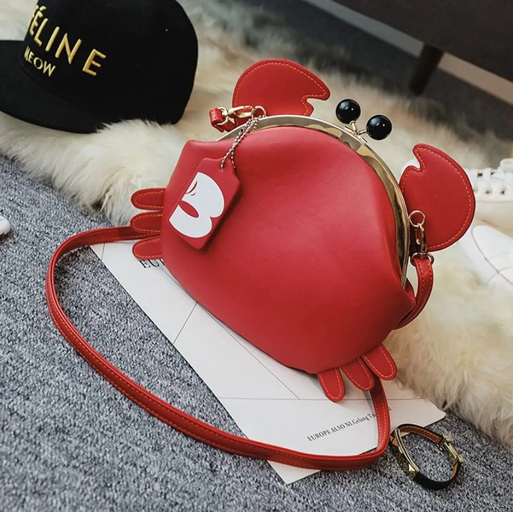 Personalized cartoon style ladies shoulder bag, crab-shaped messenger bag, animal style ladies handbag