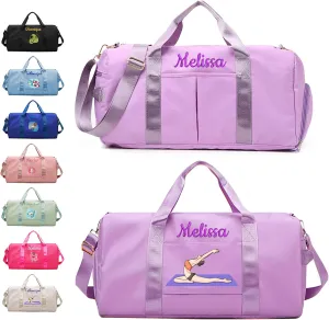 Personalized Duffle Bag with Embroidery Name/Color Print logo, Gym Bag Weekend Getaway for Women Men, Duffel Bag for Sports, Waterproof Dufflebag with Shoe and Wet Clothes Compartments-Purple