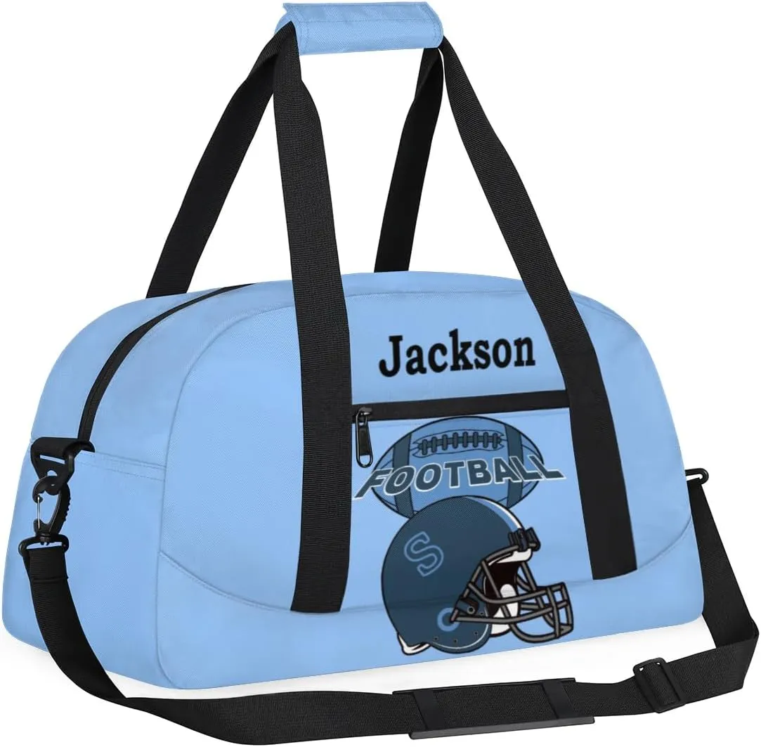 Personalized Kids Gym Bag, Custom Sport Duffel Bag for Boys - Overnight Weekender Bag Carry on Tote for Airplane Swim Travel - Sky Blue
