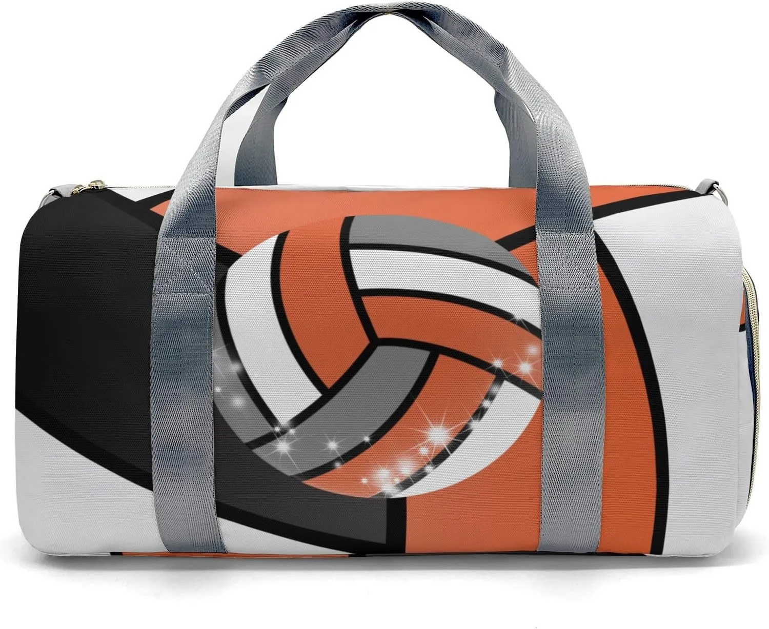 Personalized Orange Volleyball Duffle Bags with Name for Women Girls Custom Travel Perform Training Bags