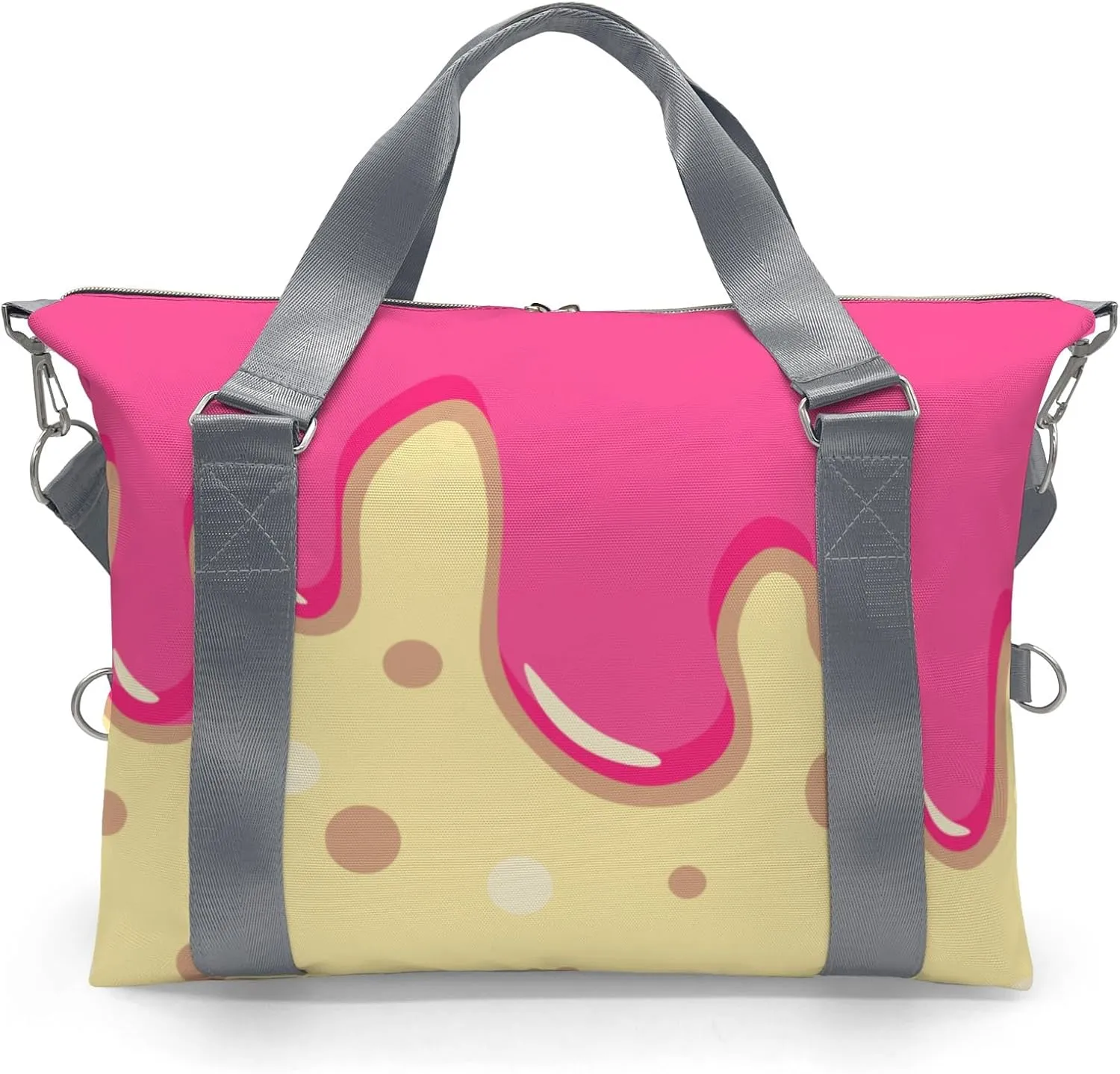 Personalized Pink Drippings Point on Yellow Dance Bag Girls Yoga Bag Dance Bag With Name,Patch Travel Duffel Bag Women Cheerleader Bag Sport Duffle Bag for Gym Ballet
