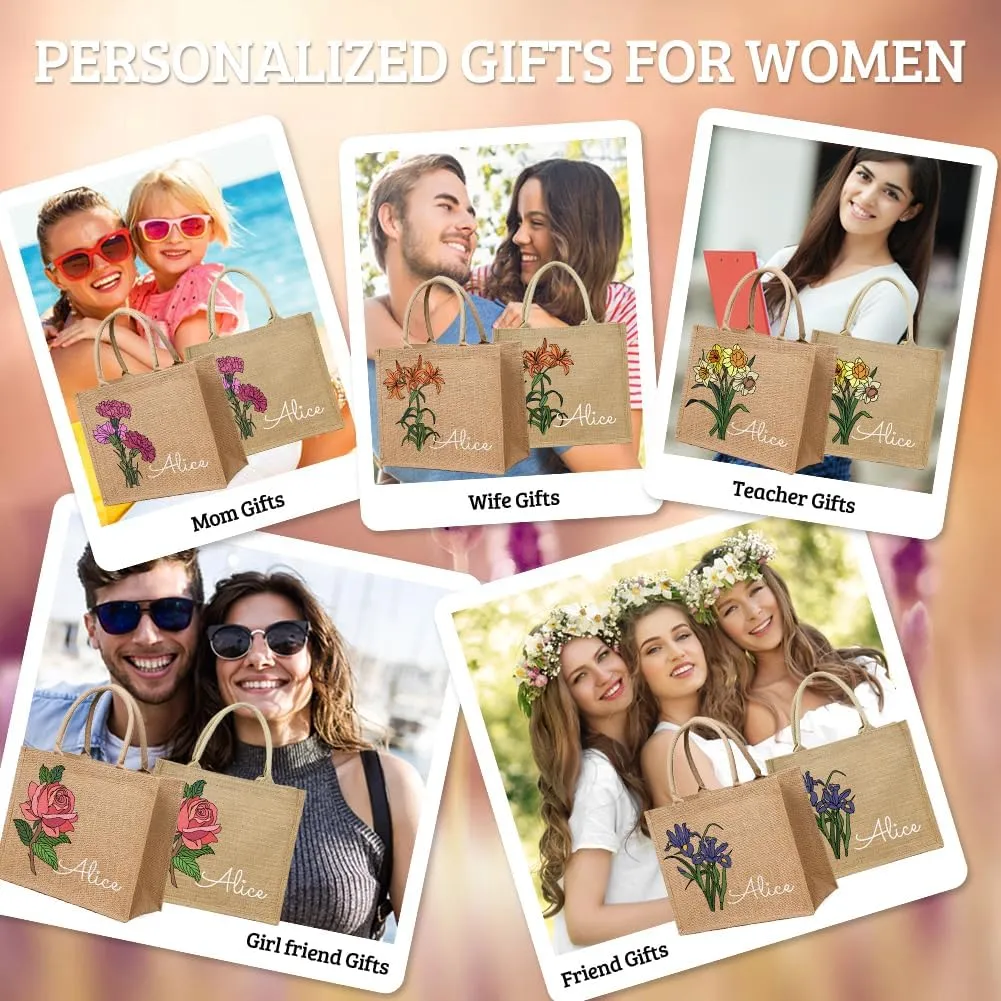 Personalized Tote Bags for Women with Reusable with Handles for Wedding Travel Beach is Gifts for Mom Friends