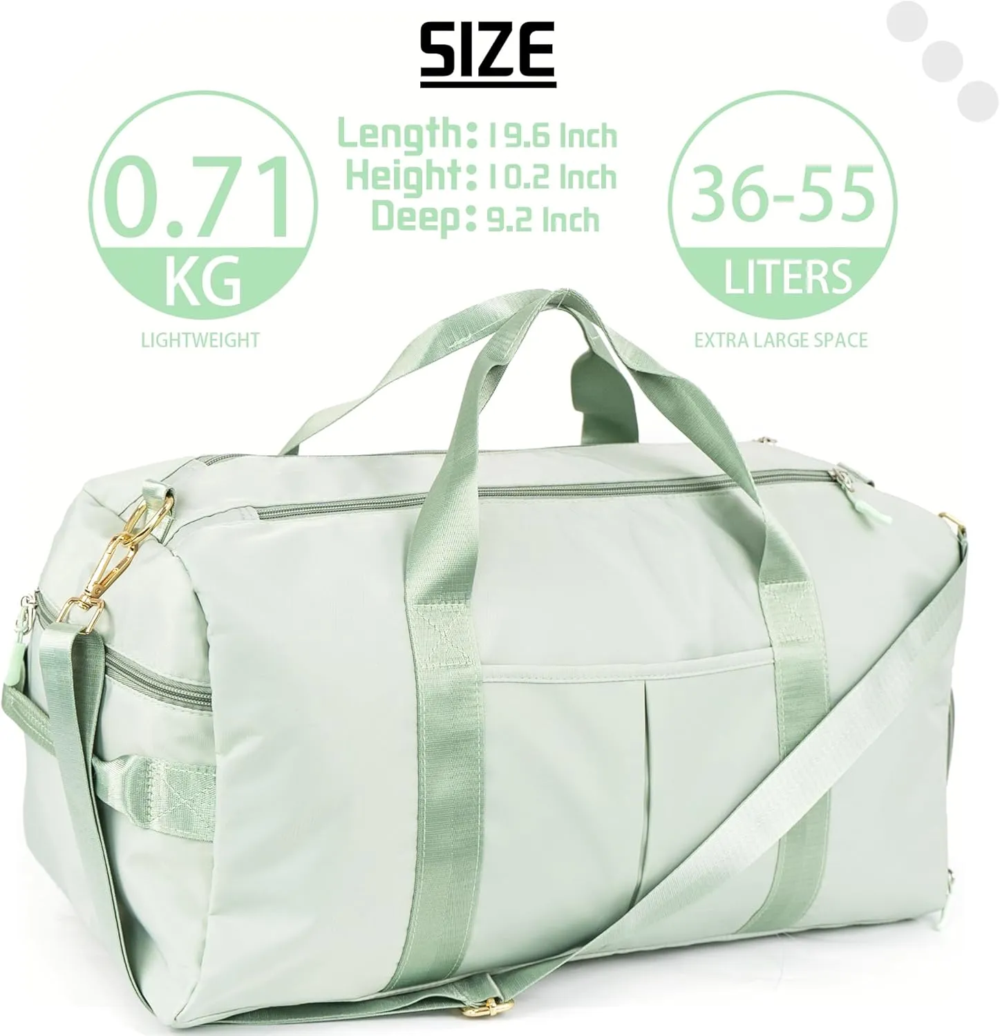 Personalized Travel Bag for Women, Bridesmaid Gift Bag, Weekender Bag with Embroidered Name, Monogram Overnight Duffle Bag with Shoe Compartment and Wet Pocket for Airplane,Gym,Overnight (Green)