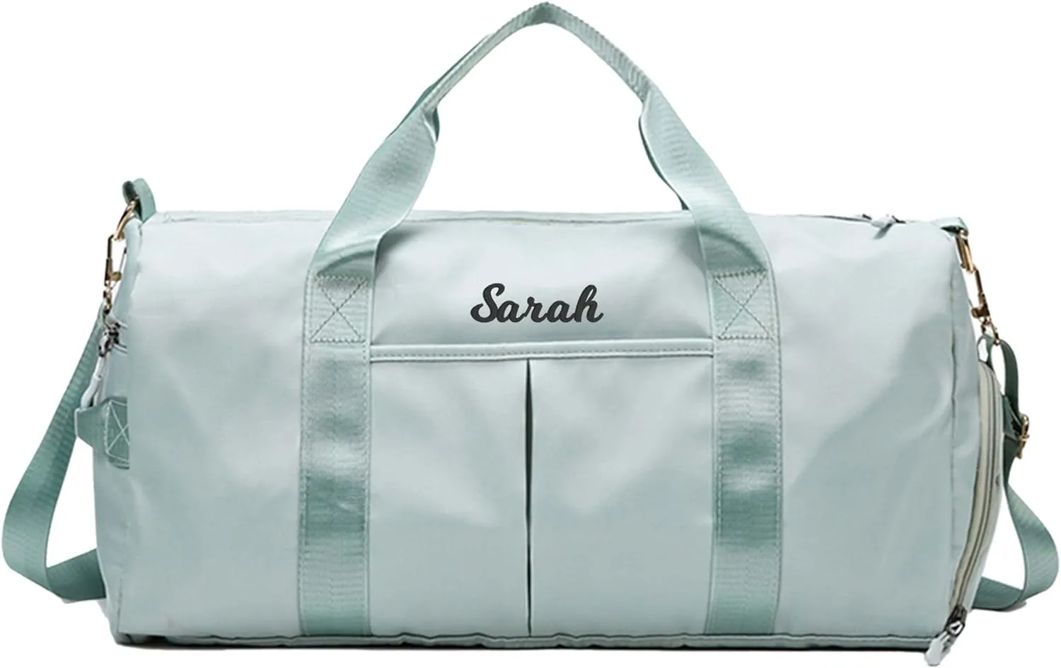 Personalized Travel Bag for Women, Bridesmaid Gift Bag, Weekender Bag with Embroidered Name, Monogram Overnight Duffle Bag with Shoe Compartment and Wet Pocket for Airplane,Gym,Overnight (Green)