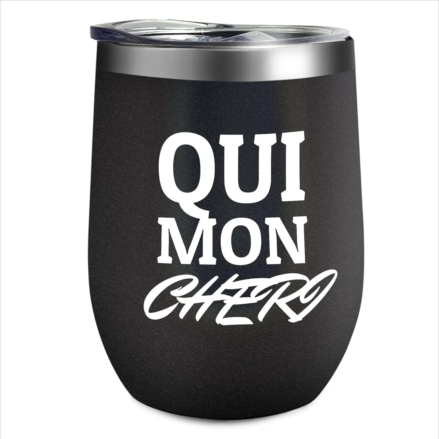 Personalized Tumbler Qui Mon Cheri Tumbler with Lid and Straw Insulated Tumbler Stainless Steel Tumblers )