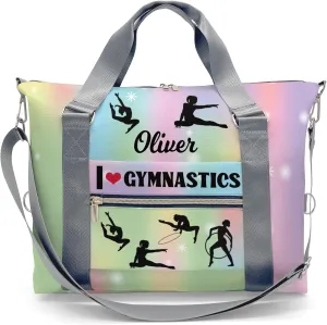 Personalized Unicorn Rainbow LOVE Gymnastics Sport Dance Bag,Custom Duffle Bag Gym Bag Customized Travel Duffel Bag with Name or Text