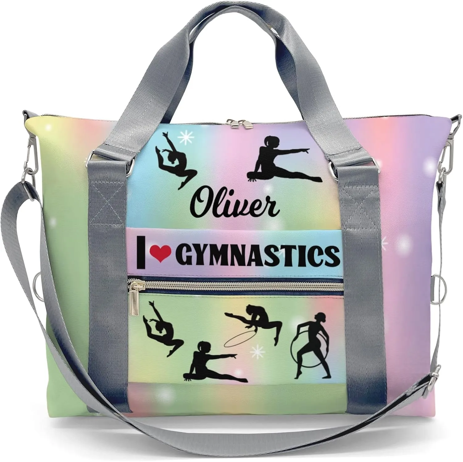 Personalized Unicorn Rainbow LOVE Gymnastics Sport Dance Bag,Custom Duffle Bag Gym Bag Customized Travel Duffel Bag with Name or Text