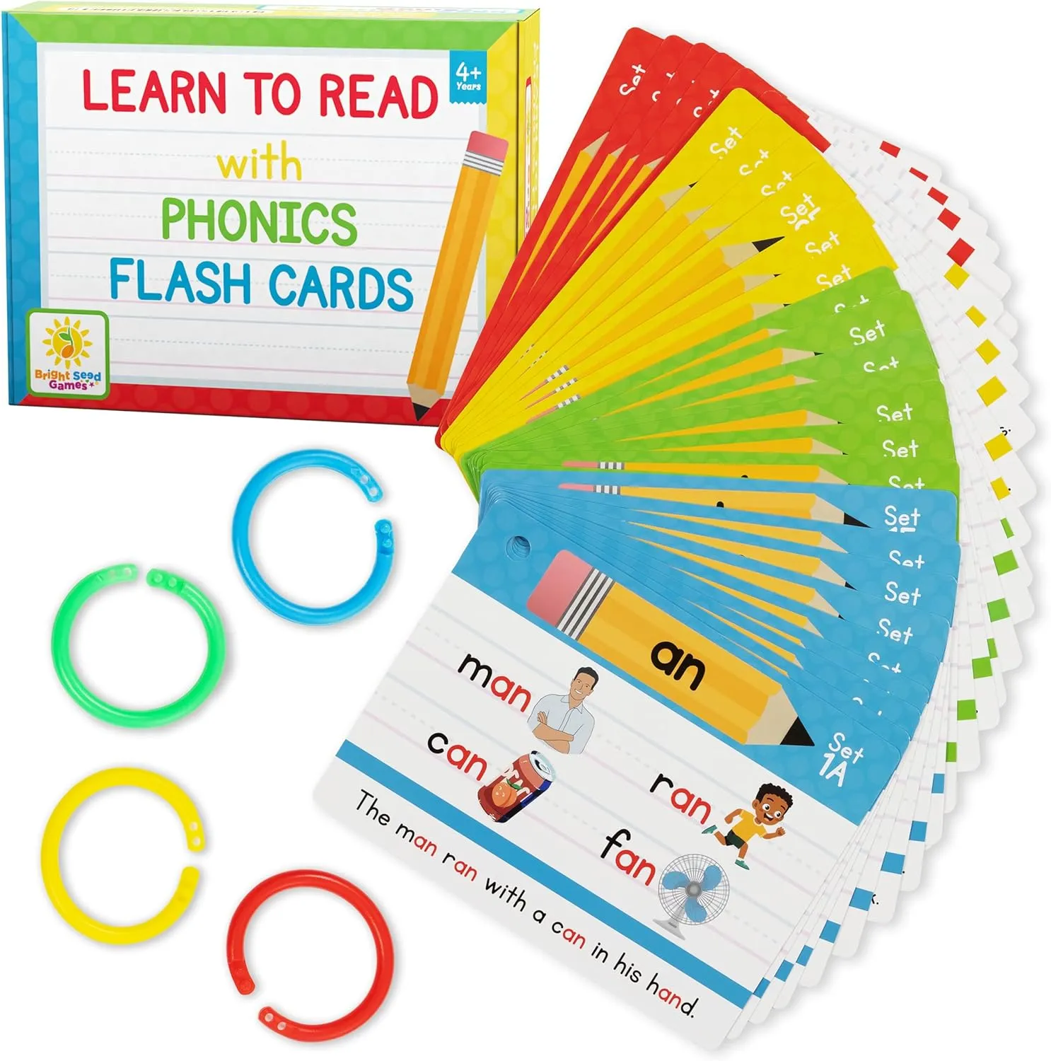 Phonics Flash Cards - Learn to Read in 20 Phonic Stages - Digraphs CVC Blends Long Vowel Sounds – Phonics Games for Kids Age 4-8 Kindergarten First Second Grade Home School Educational