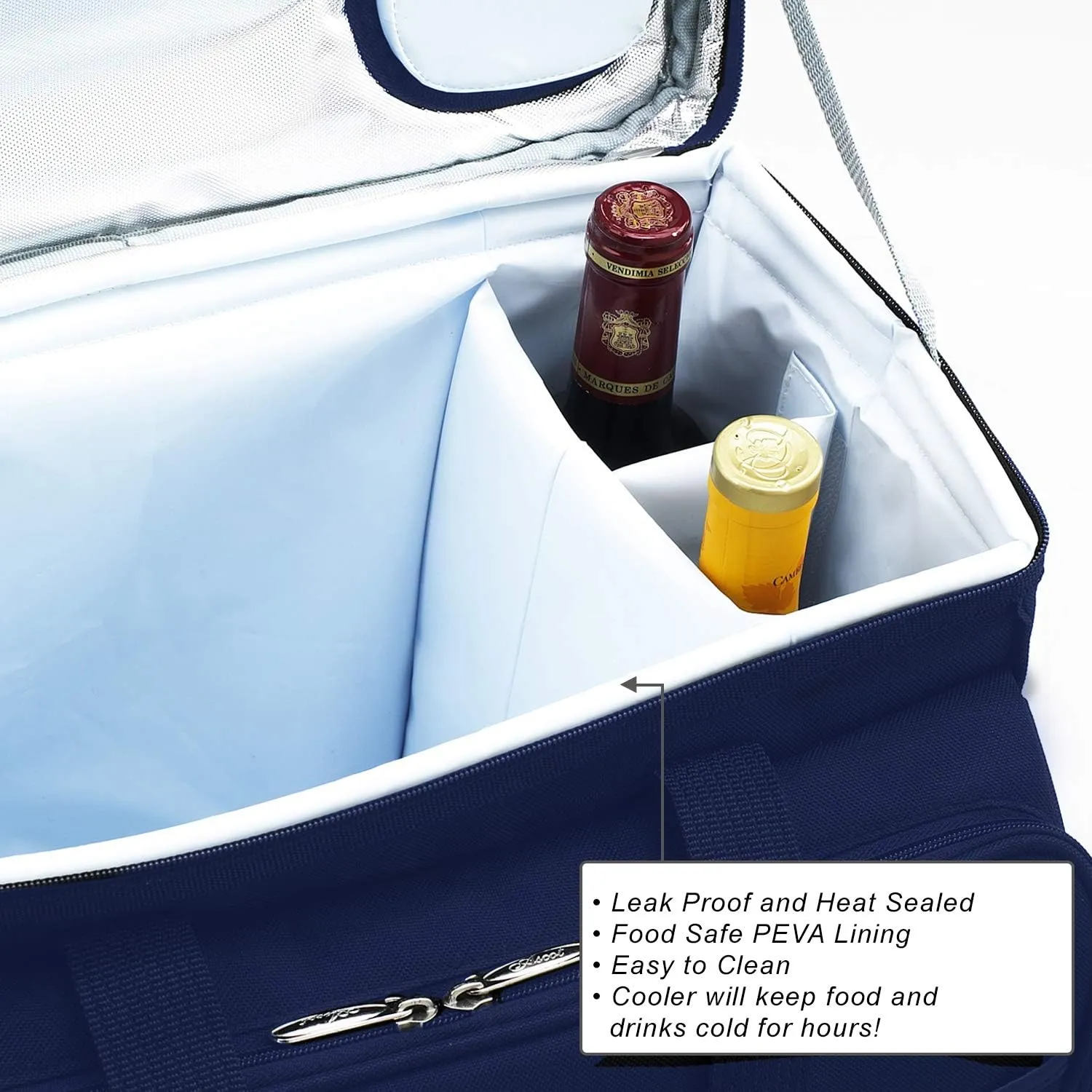 Picnic at Ascot Original Insulated Picnic Cooler with Service for 4 on Wheels-Designed & Assembled in USA