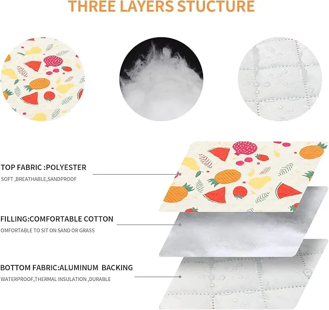 Picnic Blanket, Outside Baby Blanket, 3-Layer Picnic Mat for Camping, 59"x79" Extra Large Waterproof Sand Proof Camping Blanket, Lightweight Folding Portable Travel Blanket Wipable