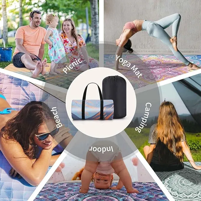Picnic Blankets 60"x80" Waterproof Portable Outdoor Blanket Sand Proof Packable Beach Mat for Outdoors Camping Essentials Travel Accessories Summer Gifts for Women Adults Who Have Everything