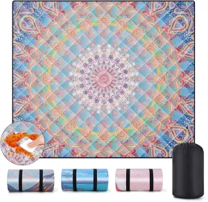 Picnic Blankets 60"x80" Waterproof Portable Outdoor Blanket Sand Proof Packable Beach Mat for Outdoors Camping Essentials Travel Accessories Summer Gifts for Women Adults Who Have Everything