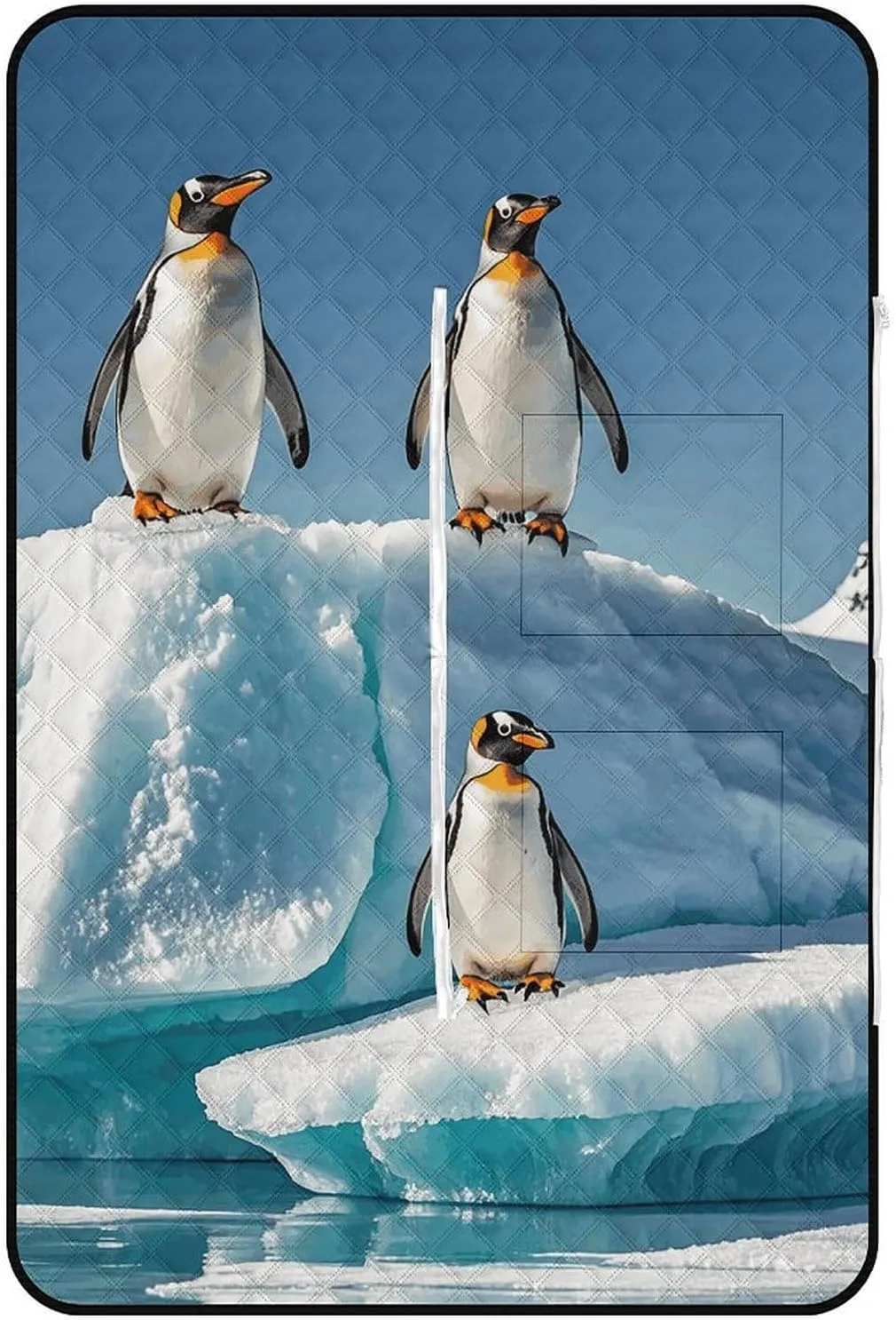 Picnic Blankets Waterproof Picnic Mat Foldable Beach Mat Penguins On The Iceberg Large Outdoor Blanket for Camping, Park, Travel, Hiking