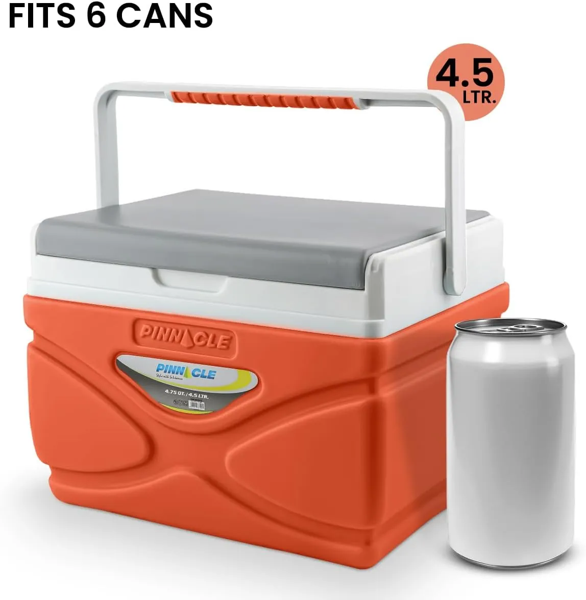 Picnic Cooler – 4.5 Liter Hard Cooler – Coolbox Keeps Contents Cool for 48 Hours – BPA Free Outdoor Cooler – Portable Cooler for Picnics, Grill, Camping (Orange)