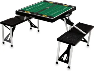 PICNIC TIME NCAA Iowa Hawkeyes Football Field Folding Picnic Table - Camping Table - Outdoor Table with Umbrella Hole, (Black)