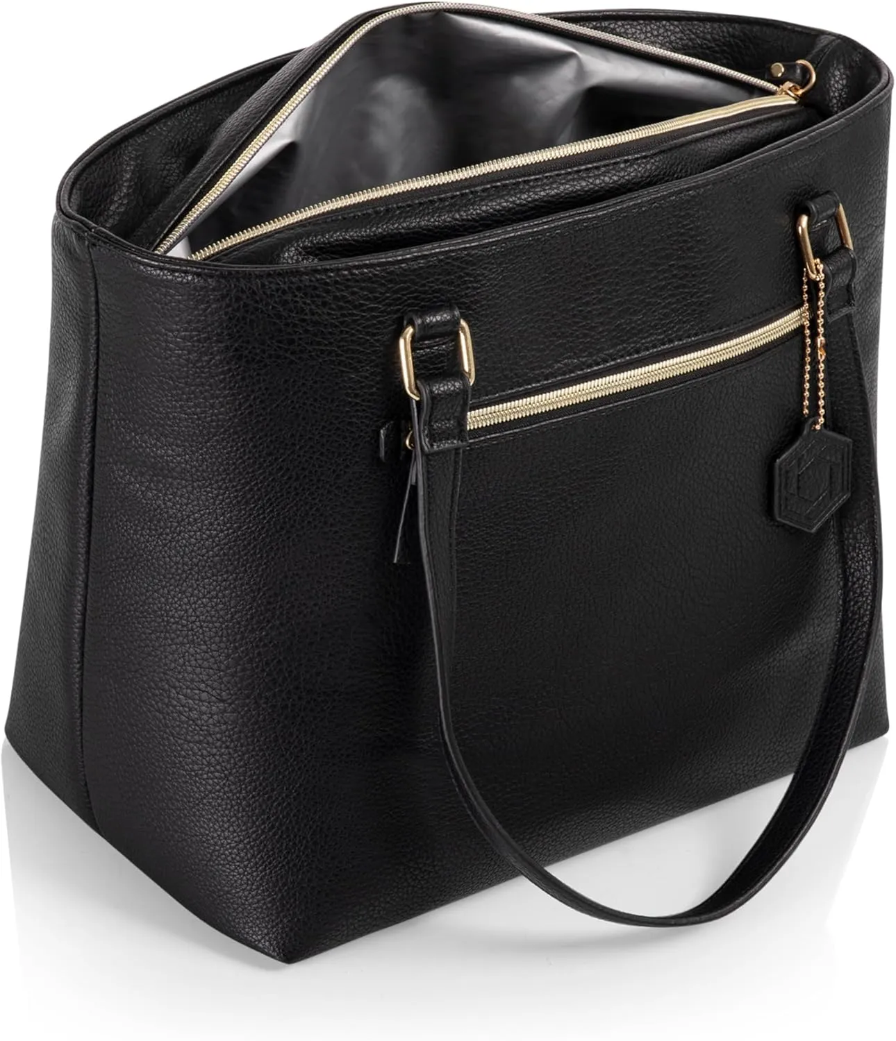 PICNIC TIME NFL Uptown Cooler Tote Bag, Insulated Purse Lunch Bag, Stylish Beach Bag Soft Cooler, (Black)