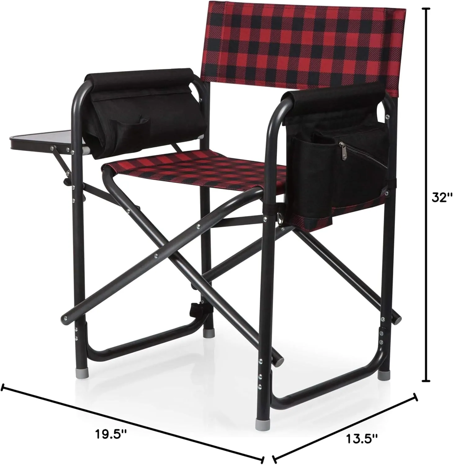Picnic TIME Outdoor Directors Chair with Side Table, Beach Chair for Adults, Camping Chair with Table