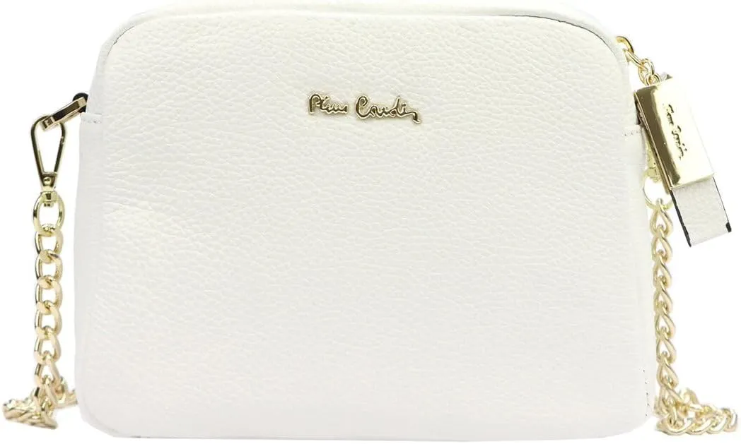 Pierre Cardin FRZ 1848 DOLLARO Women's Handbag - Genuine Leather, Adjustable Chain Shoulder Strap, Gold Finish