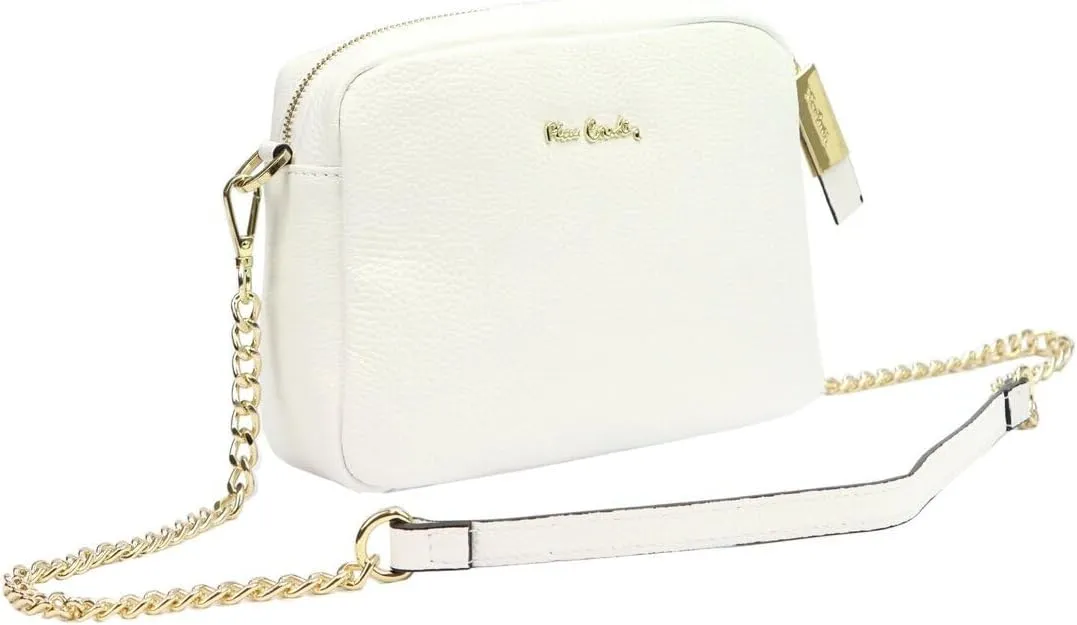 Pierre Cardin FRZ 1848 DOLLARO Women's Handbag - Genuine Leather, Adjustable Chain Shoulder Strap, Gold Finish