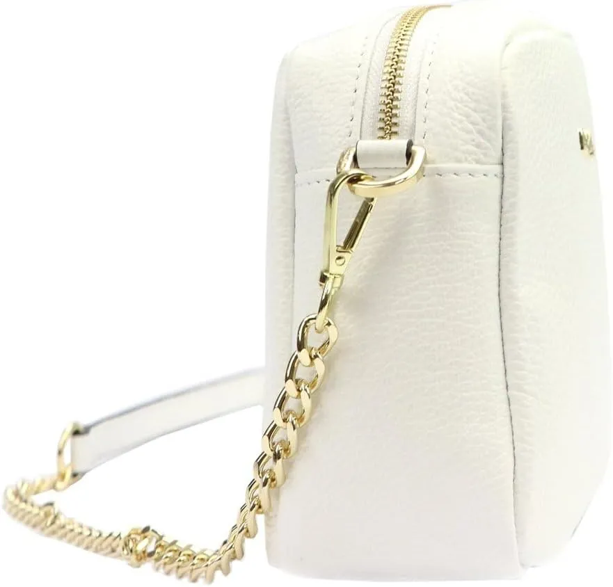 Pierre Cardin FRZ 1848 DOLLARO Women's Handbag - Genuine Leather, Adjustable Chain Shoulder Strap, Gold Finish