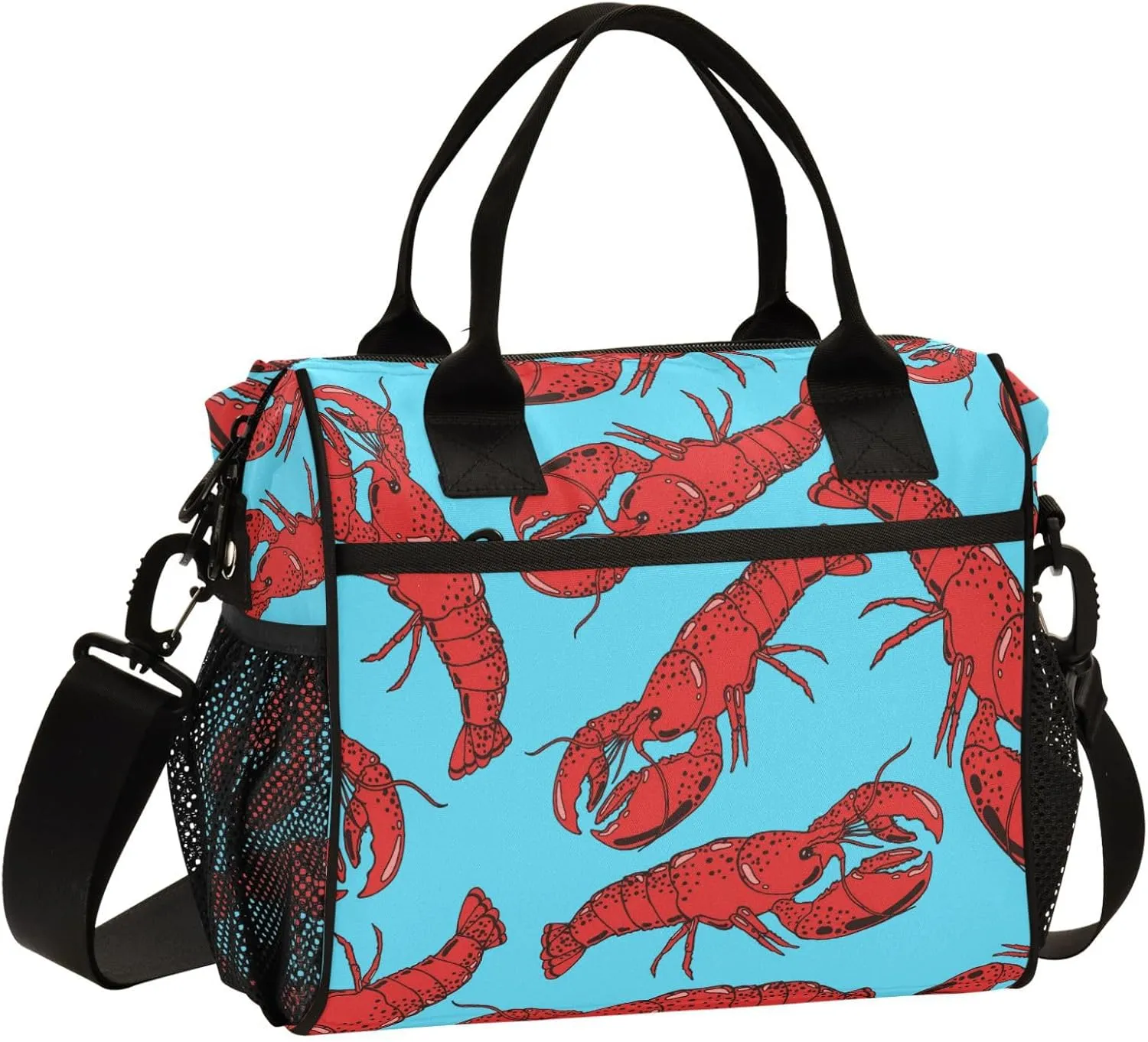 Pigsaly Kids Lunch Bag Cute Red Lobster Large Lunch Box For Boy Girl Shell Crayfish Insulated Lunch Bags Cooler Bag For School Office Picnic Work S
