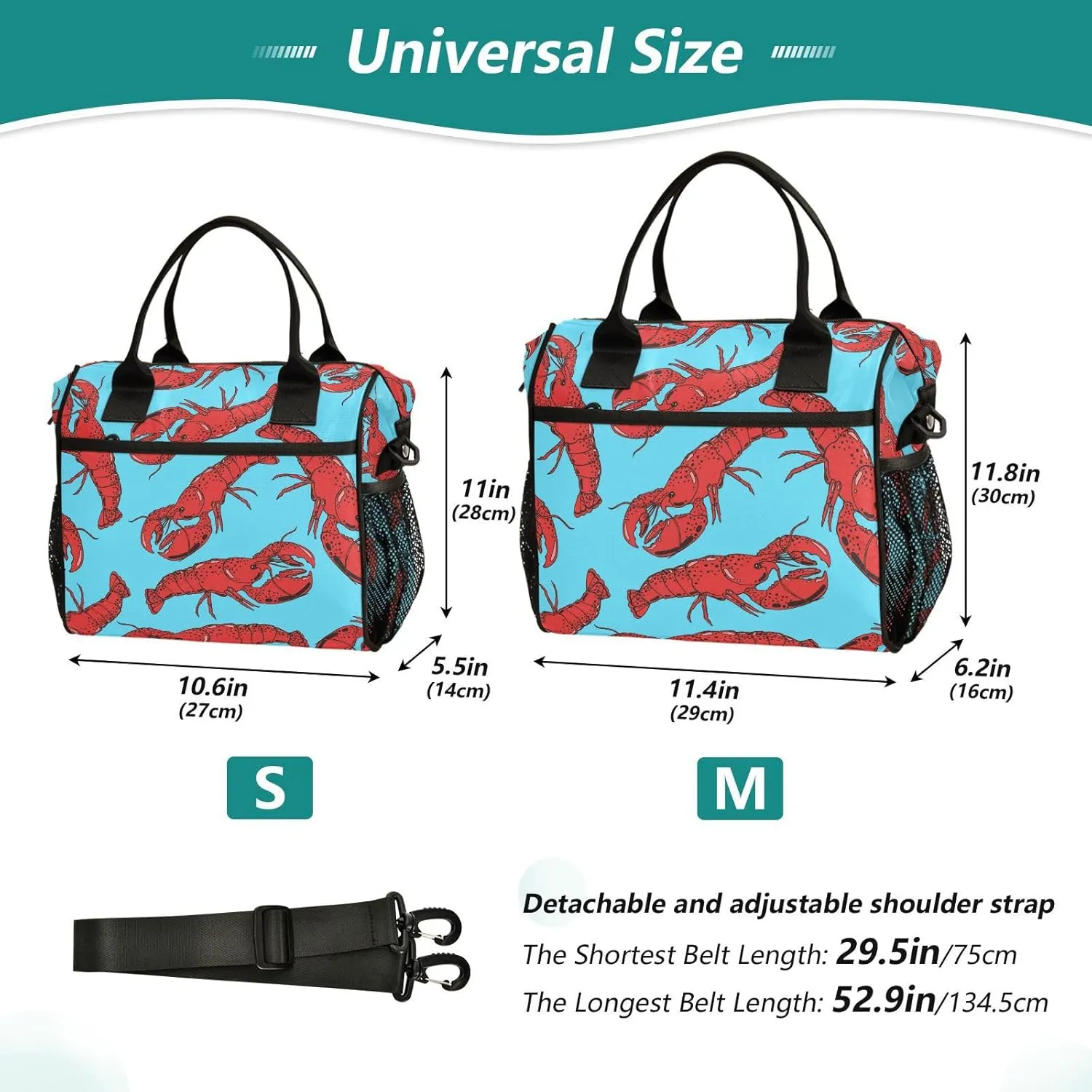 Pigsaly Kids Lunch Bag Cute Red Lobster Large Lunch Box For Boy Girl Shell Crayfish Insulated Lunch Bags Cooler Bag For School Office Picnic Work S